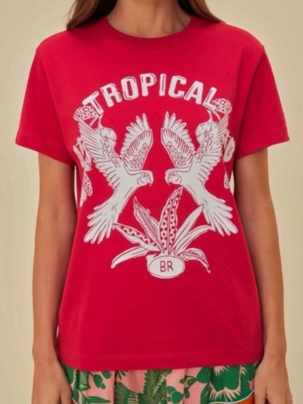 FARM Rio Tropical Cotton Parrot Graphic Tee Size Small‎ Like New